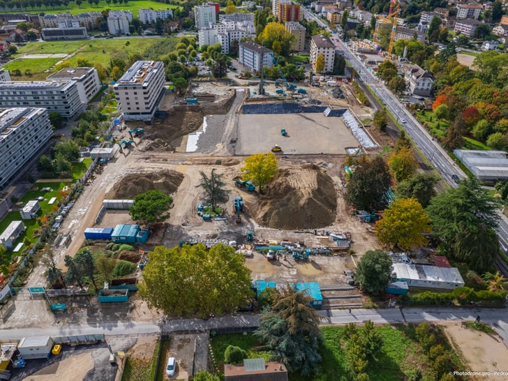 Drohnenaufnahme des Quartiers Cèdres