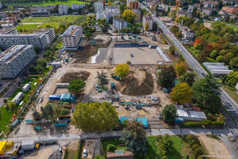 Drohnenaufnahme des Quartiers Cèdres