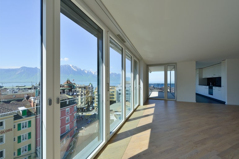 Wohnung in Montreux mit Sicht auf den See.