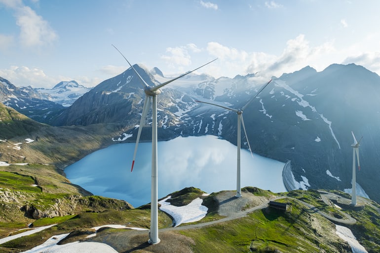 Stausee, Windkraftanlage